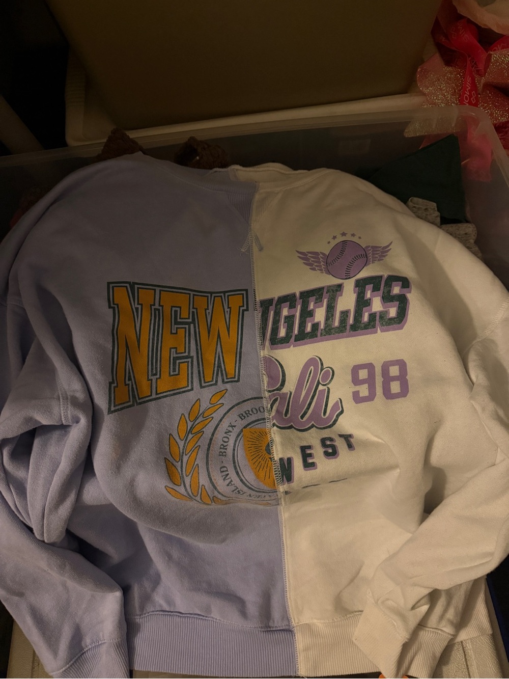 Colorblock Lavender & White Graphic Sweatshirt - Xl Top Shirt